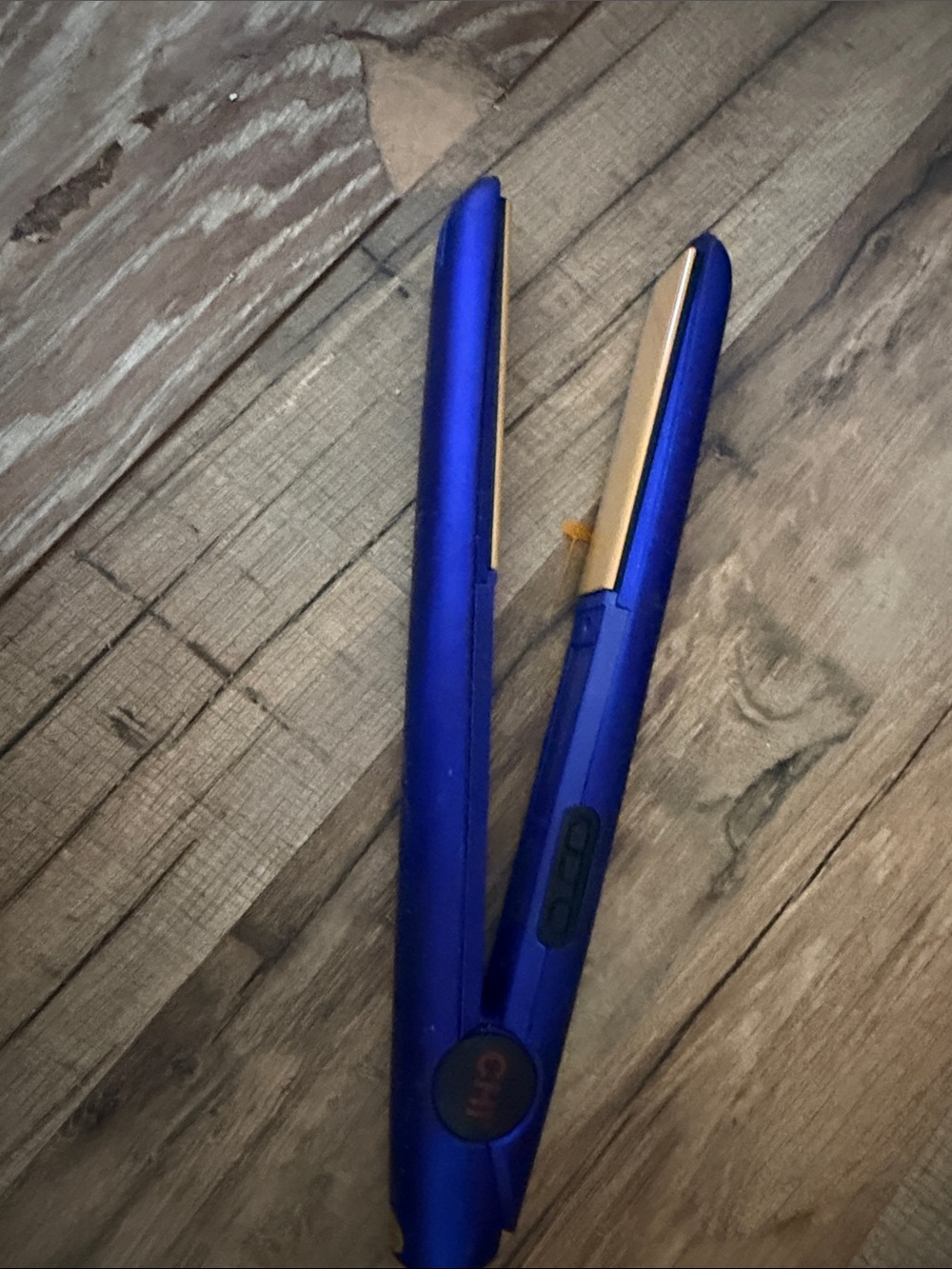 Blue Hair Straightener with Gold Plates